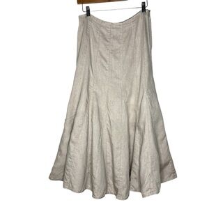 J. Jill beige shimmer midi skirt metallic holiday Christmas linen size 4 neutral